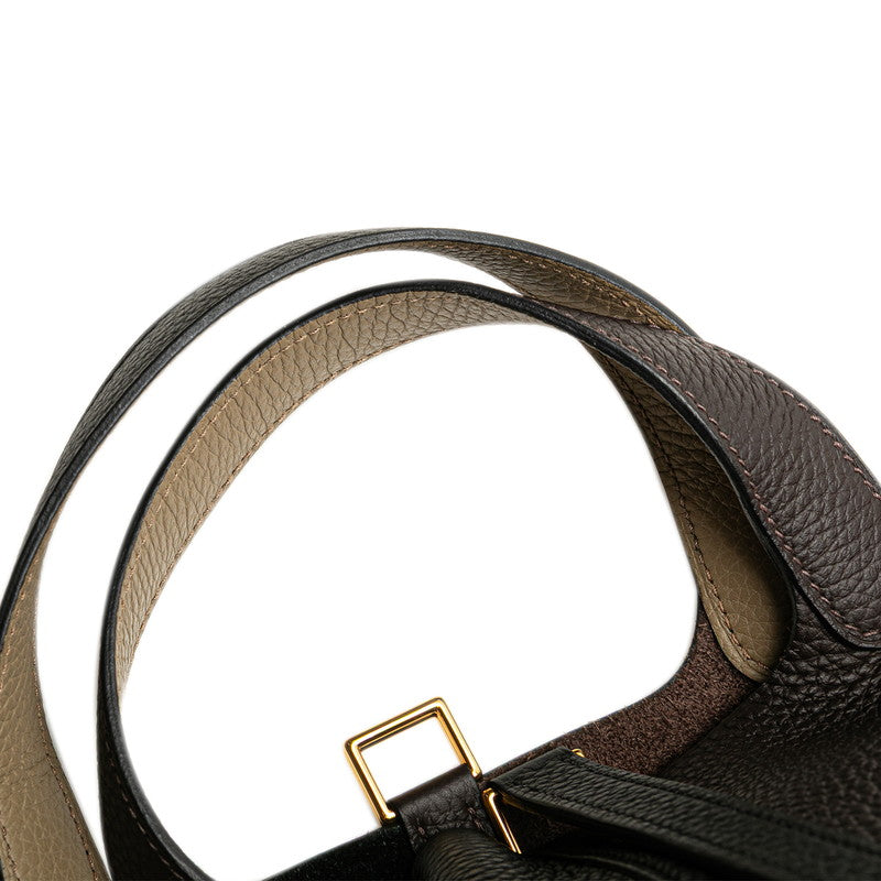 エルメス ピコタンロックPM カザック ハンドバッグ ブラック ブラウン トリヨンクレマンス レディース HERMES 【中古】