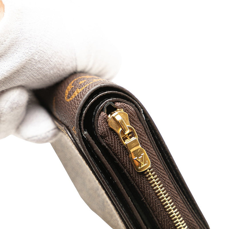 ルイ ヴィトン モノグラム ジャイアント リバース ポルトフォイユ ルー 二つ折り財布 M81461 ブラウン PVC レディース LOUIS VUITTON 【中古】