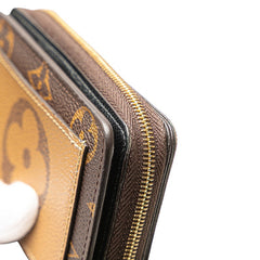 ルイ ヴィトン モノグラム ジャイアント リバース ポルトフォイユ ルー 二つ折り財布 M81461 ブラウン PVC レディース LOUIS VUITTON 【中古】