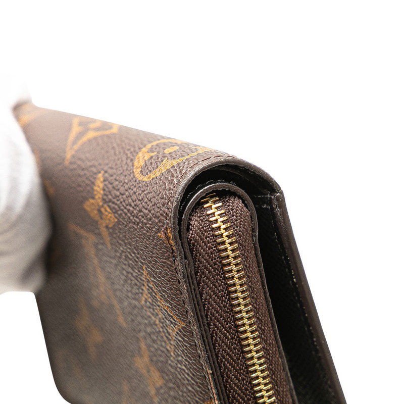ルイ ヴィトン モノグラム ジャイアント リバース ポルトフォイユ ルー 二つ折り財布 M81461 ブラウン PVC レディース LOUIS VUITTON 【中古】