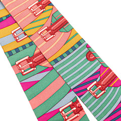 エルメス ツイリー SANGLES サングル スカーフ ブルー ピンク マルチカラー シルク レディース HERMES 【中古】