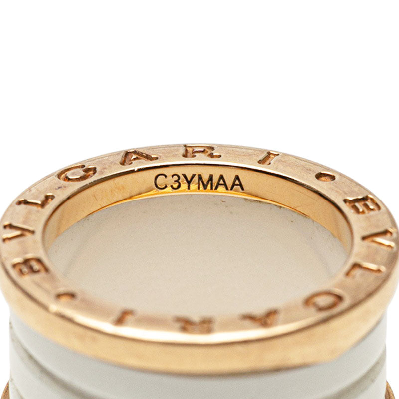 ブルガリ ビーゼロワン B-zero1 リング 指輪 #48 ホワイト K18PG ピンクゴールド セラミック レディース BVLGARI 【中古】