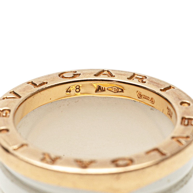 ブルガリ ビーゼロワン B-zero1 リング 指輪 #48 ホワイト K18PG ピンクゴールド セラミック レディース BVLGARI 【中古】