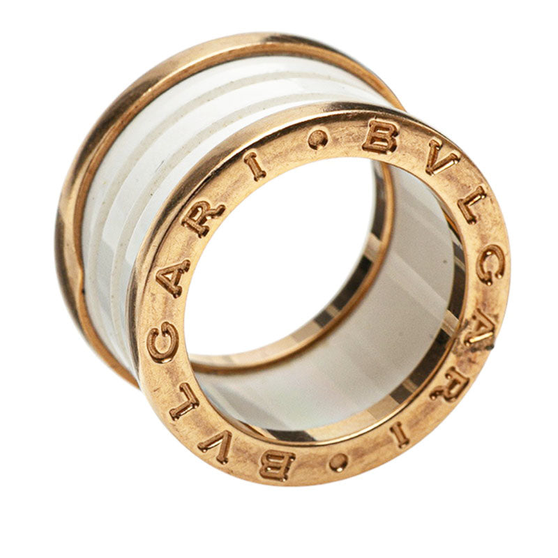 ブルガリ ビーゼロワン B-zero1 リング 指輪 #48 ホワイト K18PG ピンクゴールド セラミック レディース BVLGARI 【中古】