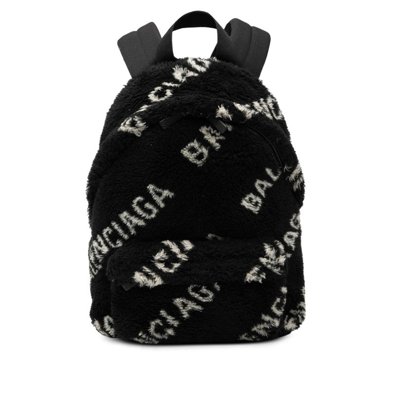 バレンシアガ エブリデイ リュック バックパック 552379 ブラック ホワイト フェイクファー レザー レディース BALENCIAGA 【中古】