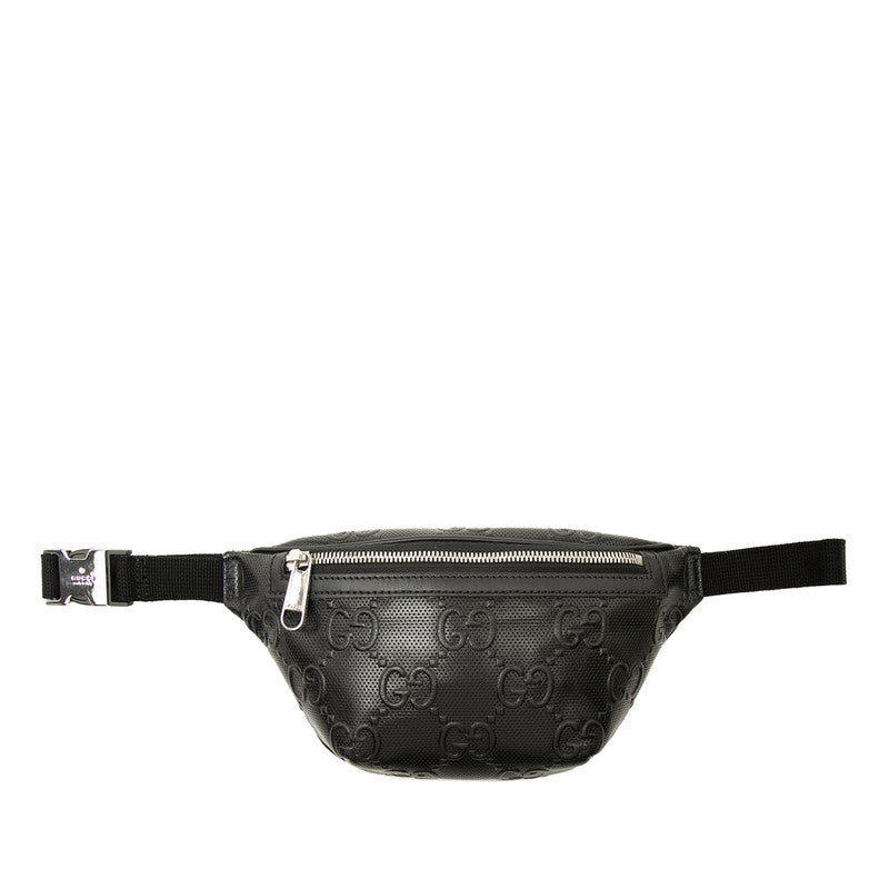 グッチ GGエンボス ウエストバッグ ボディバッグ クロスボディ 658582 ブラック レザー レディース GUCCI 【中古】
