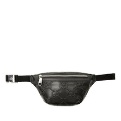 グッチ GGエンボス ウエストバッグ ボディバッグ クロスボディ 658582 ブラック レザー レディース GUCCI 【中古】