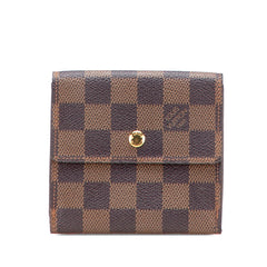 ルイ ヴィトン ダミエ ポルトフォイユ エリーズ 二つ折り財布 N61654 ブラウン PVC レザー レディース LOUIS VUITTON 【中古】