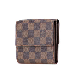 ルイ ヴィトン ダミエ ポルトフォイユ エリーズ 二つ折り財布 N61654 ブラウン PVC レザー レディース LOUIS VUITTON 【中古】
