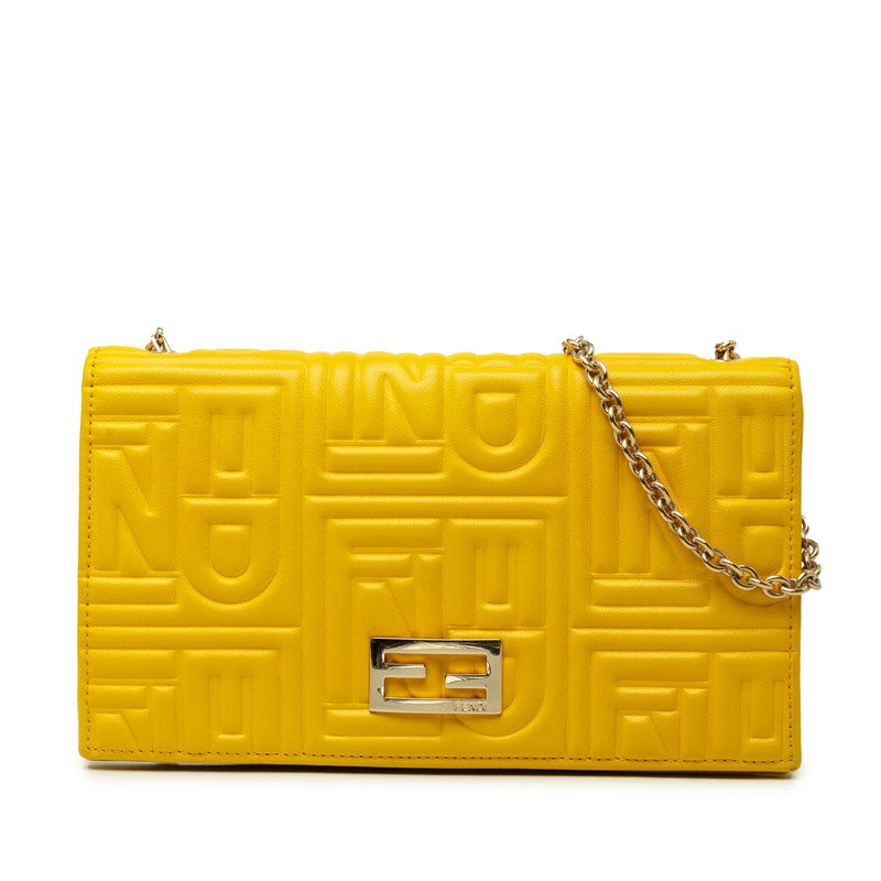 フェンディ マテラッセ チェーンショルダー付き 長財布 AY83925 イエロー レザー レディース FENDI 中古