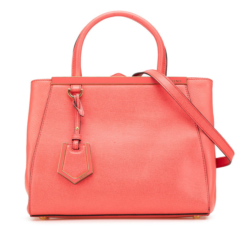 フェンディ プチトゥージュール ハンドバック ショルダーバッグ 2WAY 8BH253 オレンジ ピンク レザー レディース FENDI 【中古】