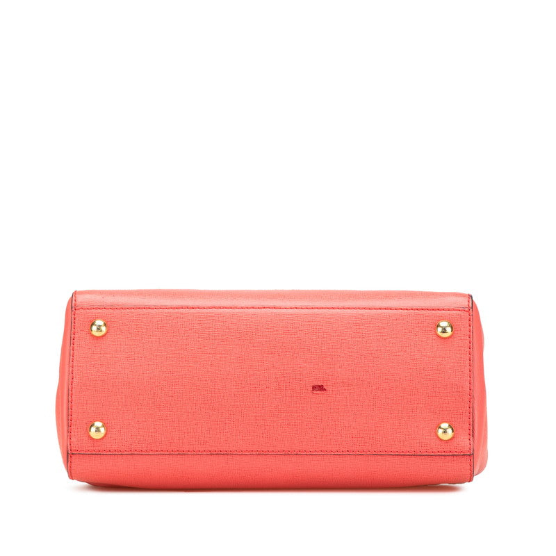 フェンディ プチトゥージュール ハンドバック ショルダーバッグ 2WAY 8BH253 オレンジ ピンク レザー レディース FENDI 【中古】