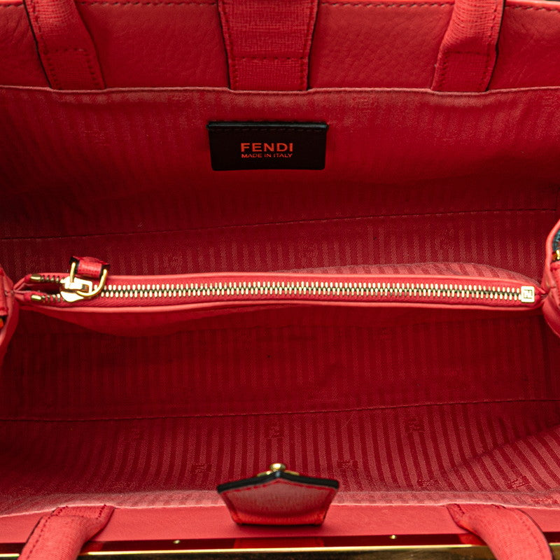 フェンディ プチトゥージュール ハンドバック ショルダーバッグ 2WAY 8BH253 オレンジ ピンク レザー レディース FENDI 【中古】