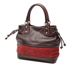 ロエベ アナグラム ハンドバッグ ワインレッド ボルドー レザー スウェード レディース LOEWE 【中古】