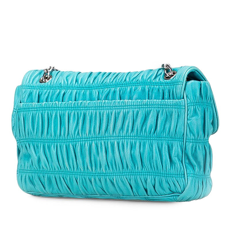 プラダ ナッパゴーフル チェーン ショルダーバッグ BT0939 ブルー レザー レディース PRADA 【中古】
