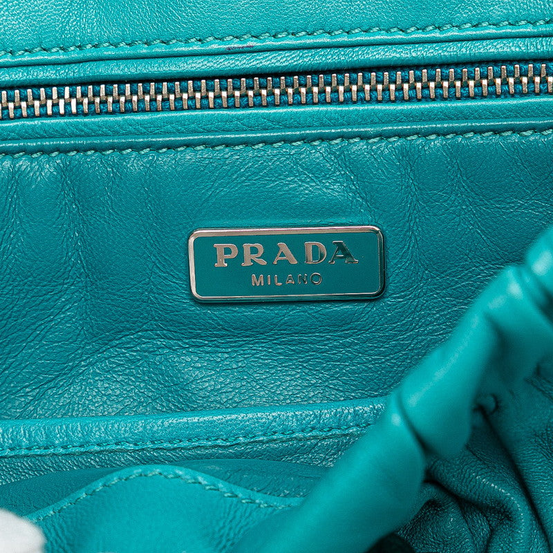 プラダ ナッパゴーフル チェーン ショルダーバッグ BT0939 ブルー レザー レディース PRADA 【中古】