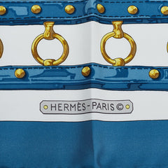 エルメス カレ90 aux champs フィールドへ スカーフ ブルー マルチカラー シルク レディース HERMES 【中古】