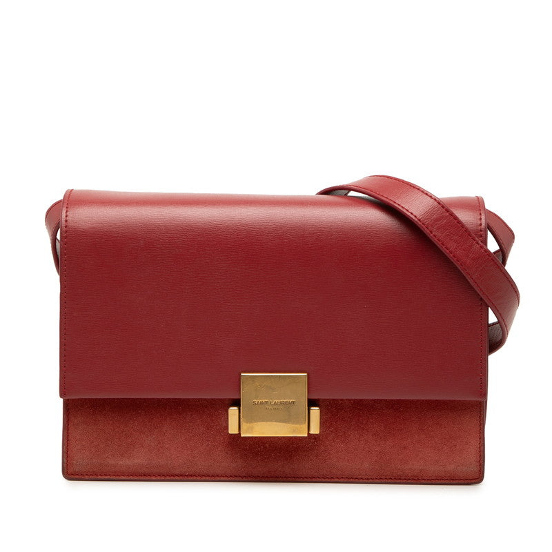 サンローラン ベルシャス 斜め掛け ショルダーバッグ PLB482044 レッド レザー スウェード レディース SAINT LAURENT 【中古】