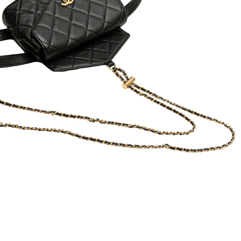 シャネル ココマーク マトラッセ ボディバッグ ウエストバッグ ポーチ 2WAY ブラック ラムスキン レディース CHANEL 【中古】