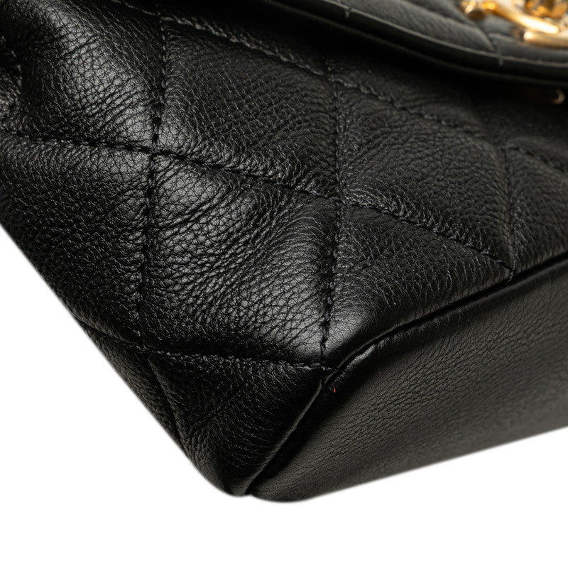 シャネル ココマーク マトラッセ ボディバッグ ウエストバッグ ポーチ 2WAY ブラック ラムスキン レディース CHANEL 【中古】