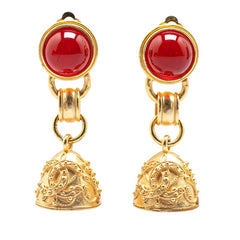 シャネル ヴィンテージ ココマーク グリポア 鐘 ベル モチーフ イヤリング ゴールド レッド メッキ レディース CHANEL 【中古】