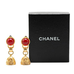 シャネル ヴィンテージ ココマーク グリポア 鐘 ベル モチーフ イヤリング ゴールド レッド メッキ レディース CHANEL 【中古】