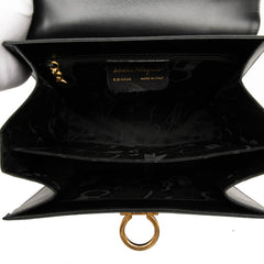 サルヴァトーレフェラガモ ガンチーニ ハンドバッグ ショルダーバッグ 2WAY ブラック レザー レディース Salvatore Ferragamo 中古