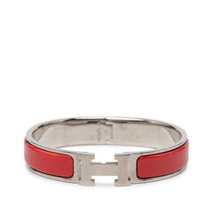 エルメス クリックH PM バングル シルバー レッド メタル レディース HERMES 【中古】