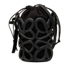 ロエベ アナグラム インフレーテッドポケット 斜め掛け ショルダーバッグ ブラック ラバー レザー レディース LOEWE 中古