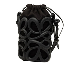 ロエベ アナグラム インフレーテッドポケット 斜め掛け ショルダーバッグ ブラック ラバー レザー レディース LOEWE 中古