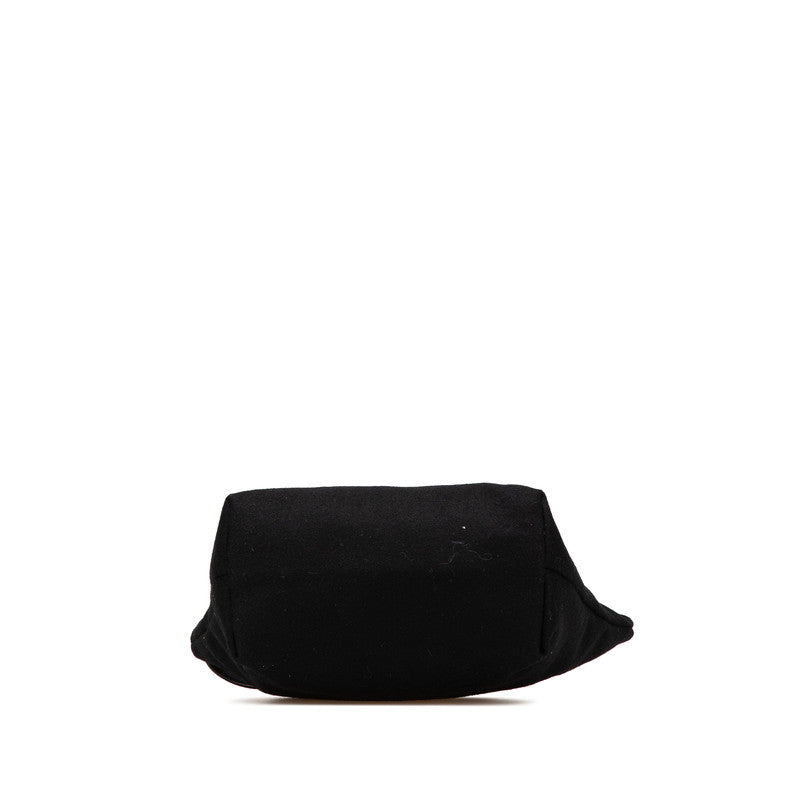 サンローラン リヴゴーシュ クラッチバッグ ポーチ  ブラック ウール レザー レディース SAINT LAURENT 【中古】