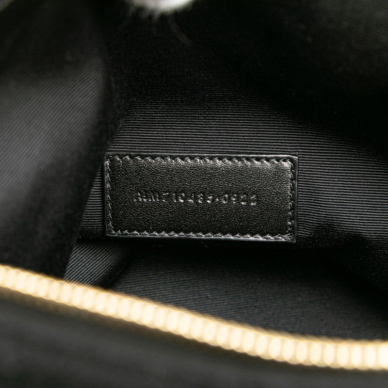 サンローラン リヴゴーシュ クラッチバッグ ポーチ  ブラック ウール レザー レディース SAINT LAURENT 【中古】