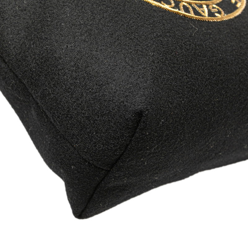 サンローラン リヴゴーシュ クラッチバッグ ポーチ  ブラック ウール レザー レディース SAINT LAURENT 【中古】
