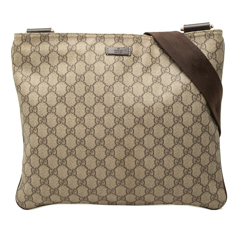 グッチ GGスプリーム 斜め掛け ショルダーバッグ 201446 ベージュ ブラウン PVC レディース GUCCI 【中古】
