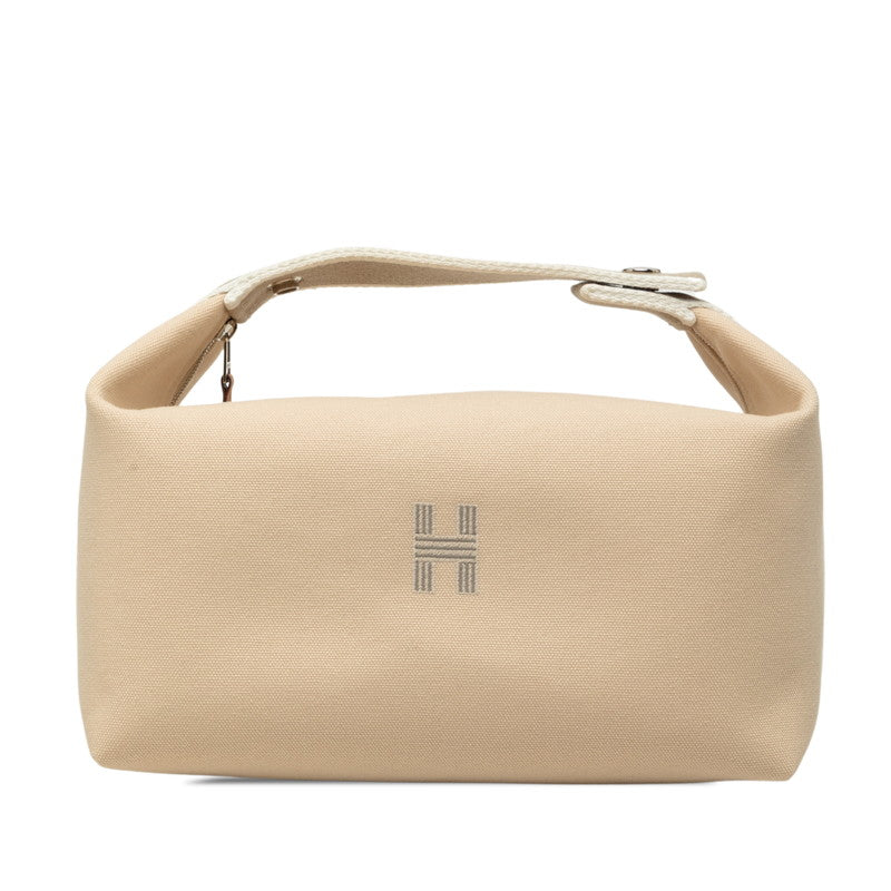 エルメス ブリッド ア ブラックGM ハンドバッグ ポーチ ベージュ グレー コットン レディース HERMES 中古