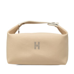 エルメス ブリッド ア ブラックGM ハンドバッグ ポーチ ベージュ グレー コットン レディース HERMES 中古