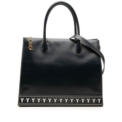 サンローラン トートバッグ 2WAY ショルダーバッグ ネイビー レザー レディース SAINT LAURENT 中古