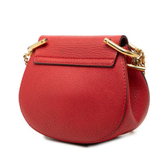 クロエ ドリュー ミニ 斜めかけ チェーン ショルダーバッグ レッド ゴールド レザー レディース Chloe 【中古】