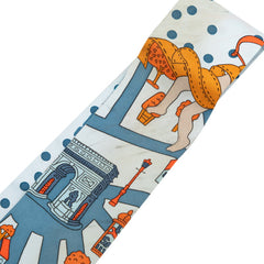エルメス ツイリー 新 パリの恋人たち Les Nouveaux Amoureux de Paris スカーフ ブルー系 シルク レディース HERMES 【中古】