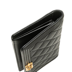 シャネル ボーイシャネル 長財布 ブラック アンティークゴールド金具 キャビアスキン レディース CHANEL 【中古】