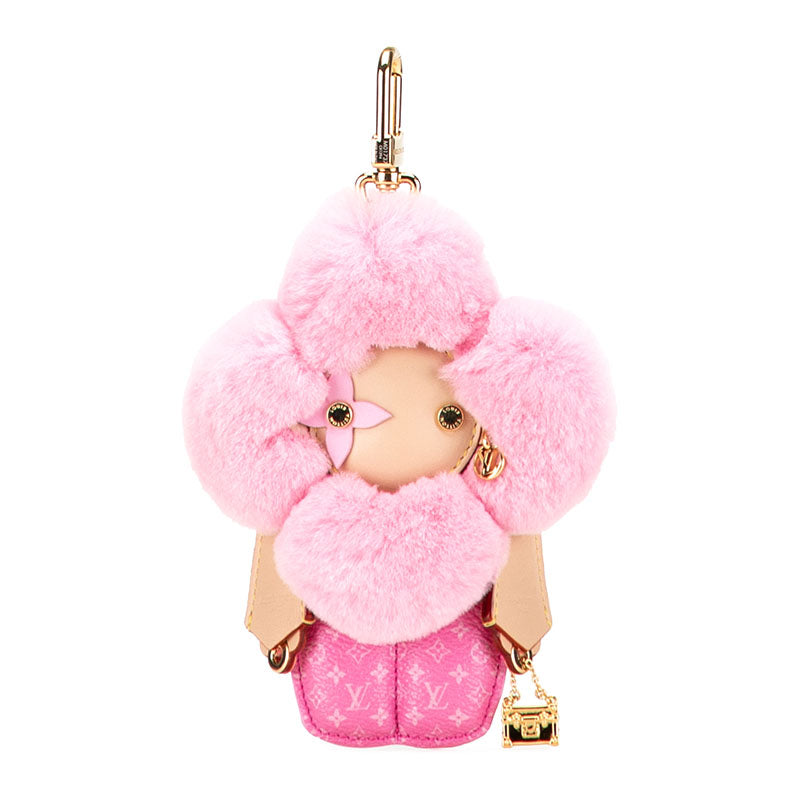 ルイ ヴィトン モノグラム ヴィヴィエンヌ ファッショニスタ チャーム バッグチャーム M01737 ピンク ベージュ PVC レザー ファー レディース LOUIS VUITTON 【中古】