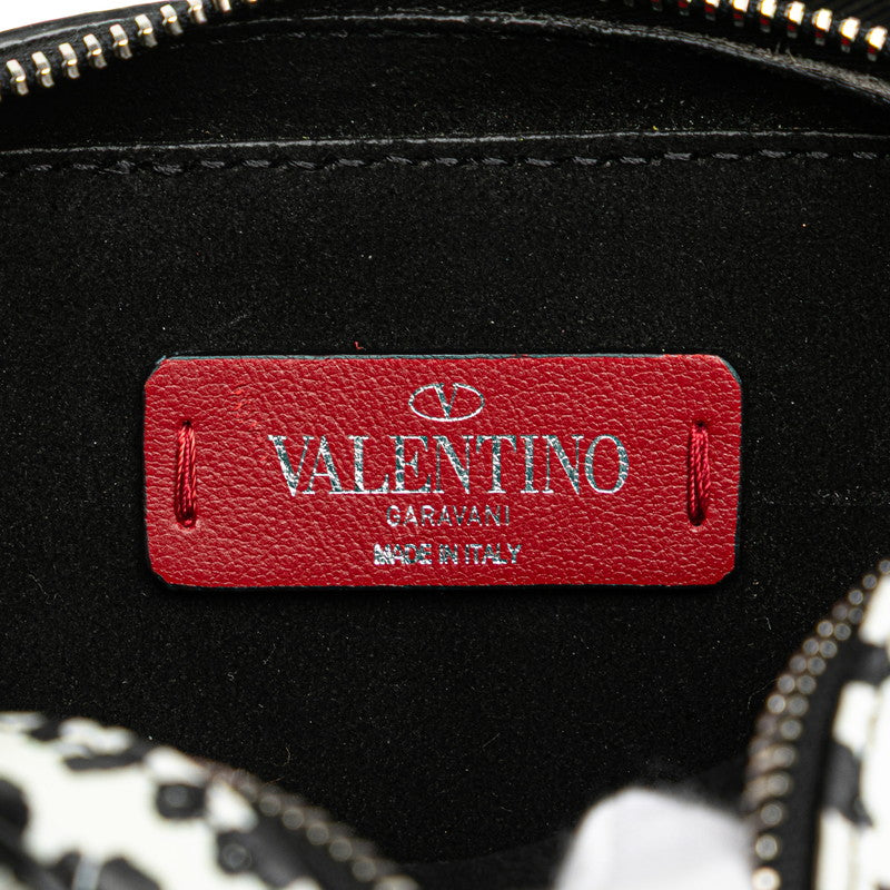 ヴァレンティノ ダルメシアン 斜め掛け ショルダーバッグ ホワイト ブラック レザー レディース VALENTINO 【中古】