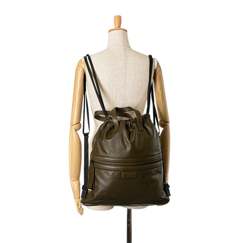 ボッテガヴェネタ レッジェーロ リュック バックパック 567222 カーキ レザー レディース BOTTEGAVENETA 【中古】