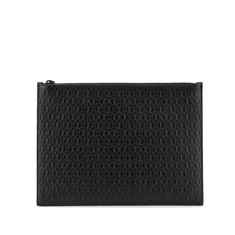 サンローラン YSLロゴ型押し クラッチバッグ ブラック レザー レディース SAINT LAURENT 【中古】