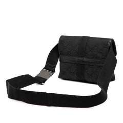 グッチ GGキャンバス ボディバッグ ウエストバッグ 131236 ブラック キャンバス レザー レディース GUCCI 【中古】
