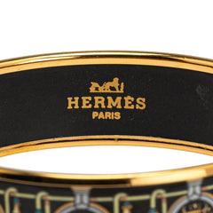 エルメス エマイユGM 七宝焼き タッセル バングル ブラック ゴールド メッキ レディース HERMES 【中古】
