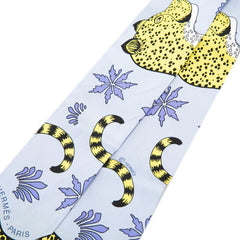 エルメス ツイリー Les Leopards レオパード スカーフ パープル マルチカラー シルク レディース HERMES 【中古】