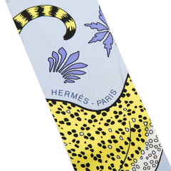 エルメス ツイリー Les Leopards レオパード スカーフ パープル マルチカラー シルク レディース HERMES 【中古】