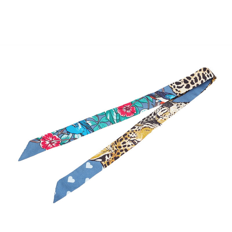 エルメス ツイリードール Jungle Love Love ジャングル ラブ ラブ スカーフ ライトブルー マルチカラー シルク レディース HERMES 【中古】