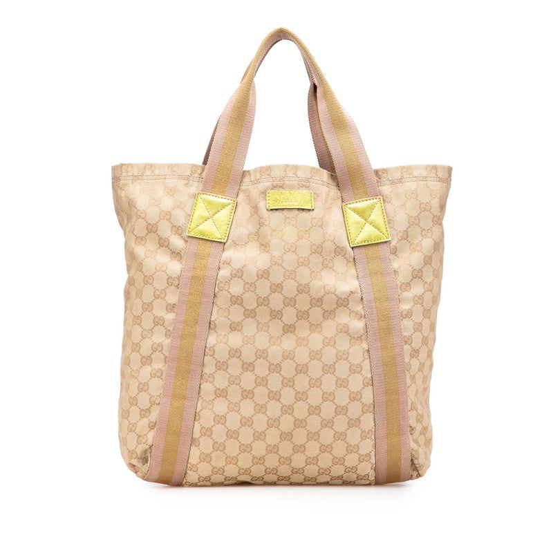 グッチ GGキャンバス トートバッグ 189669 ベージュ キャンバス レザー レディース GUCCI 【中古】